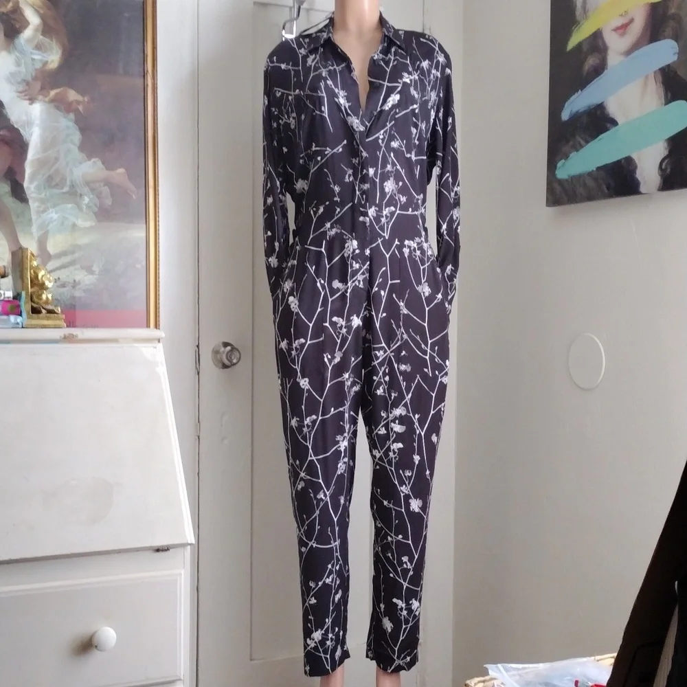 Rag And Bone  Black and White  Floral Jumpsuit 10